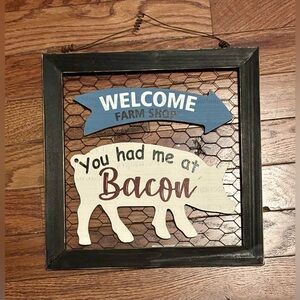NEW Farmhouse Welcome Sign with Pig Design